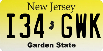 NJ license plate I34GWK