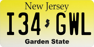 NJ license plate I34GWL