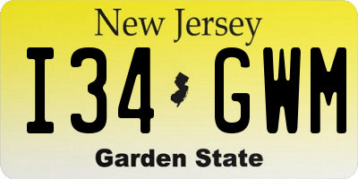 NJ license plate I34GWM
