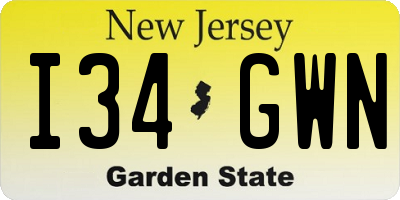 NJ license plate I34GWN