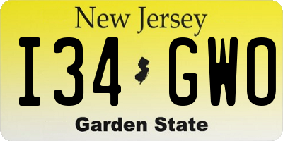 NJ license plate I34GWO