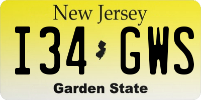 NJ license plate I34GWS