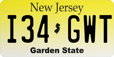 NJ license plate I34GWT