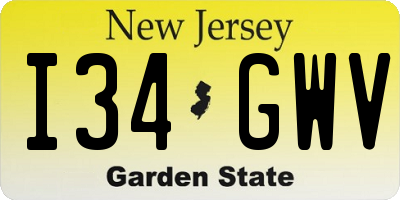 NJ license plate I34GWV