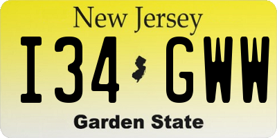 NJ license plate I34GWW