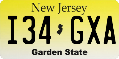 NJ license plate I34GXA