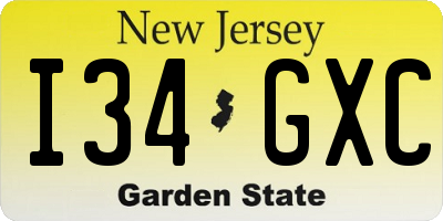 NJ license plate I34GXC