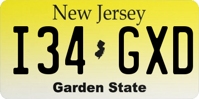 NJ license plate I34GXD