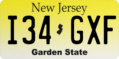 NJ license plate I34GXF
