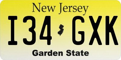 NJ license plate I34GXK