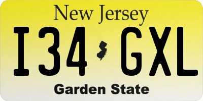 NJ license plate I34GXL