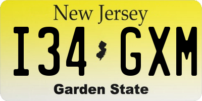 NJ license plate I34GXM