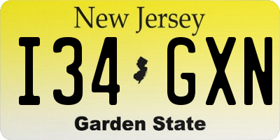 NJ license plate I34GXN