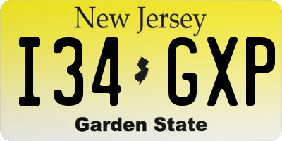 NJ license plate I34GXP