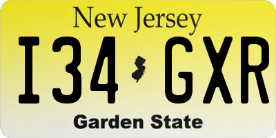 NJ license plate I34GXR