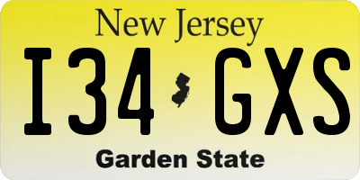 NJ license plate I34GXS
