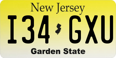 NJ license plate I34GXU