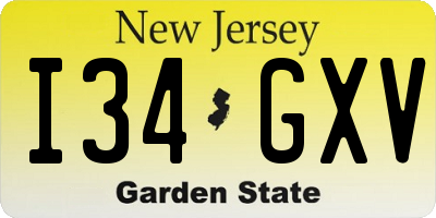 NJ license plate I34GXV