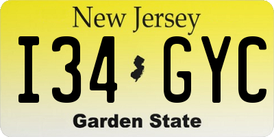 NJ license plate I34GYC