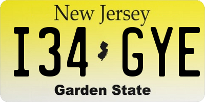 NJ license plate I34GYE