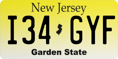 NJ license plate I34GYF
