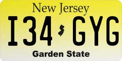 NJ license plate I34GYG