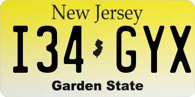 NJ license plate I34GYX