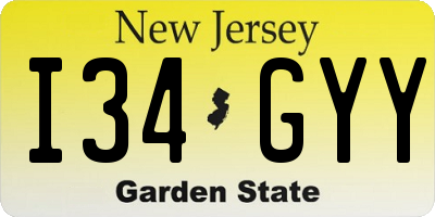 NJ license plate I34GYY