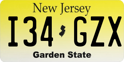 NJ license plate I34GZX