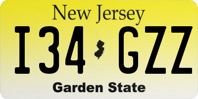 NJ license plate I34GZZ