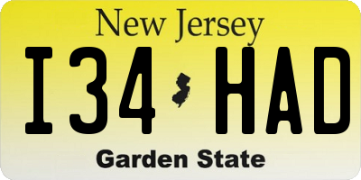 NJ license plate I34HAD