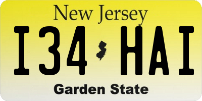 NJ license plate I34HAI