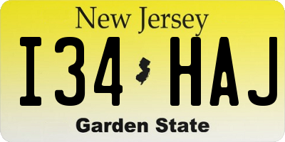NJ license plate I34HAJ