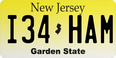 NJ license plate I34HAM