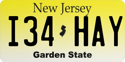 NJ license plate I34HAY