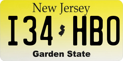 NJ license plate I34HBO