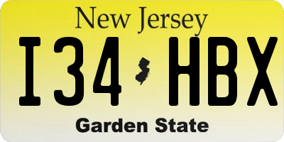 NJ license plate I34HBX