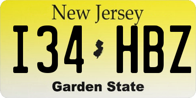 NJ license plate I34HBZ