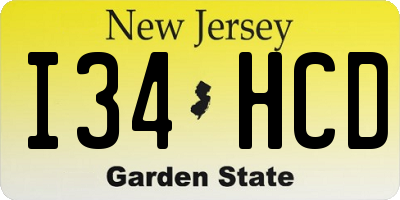 NJ license plate I34HCD