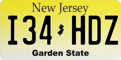 NJ license plate I34HDZ