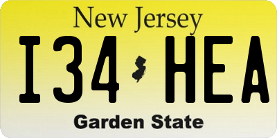 NJ license plate I34HEA
