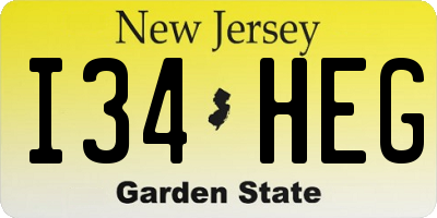 NJ license plate I34HEG