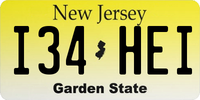 NJ license plate I34HEI
