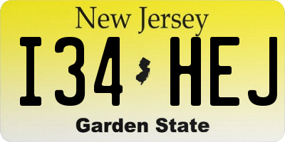 NJ license plate I34HEJ