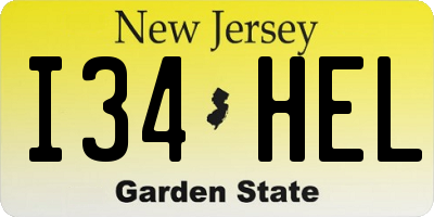 NJ license plate I34HEL