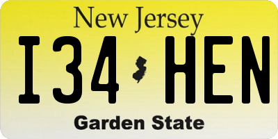 NJ license plate I34HEN