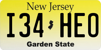 NJ license plate I34HEO