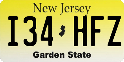 NJ license plate I34HFZ