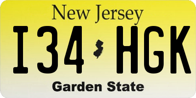 NJ license plate I34HGK