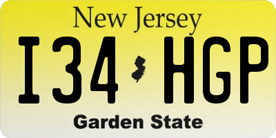NJ license plate I34HGP